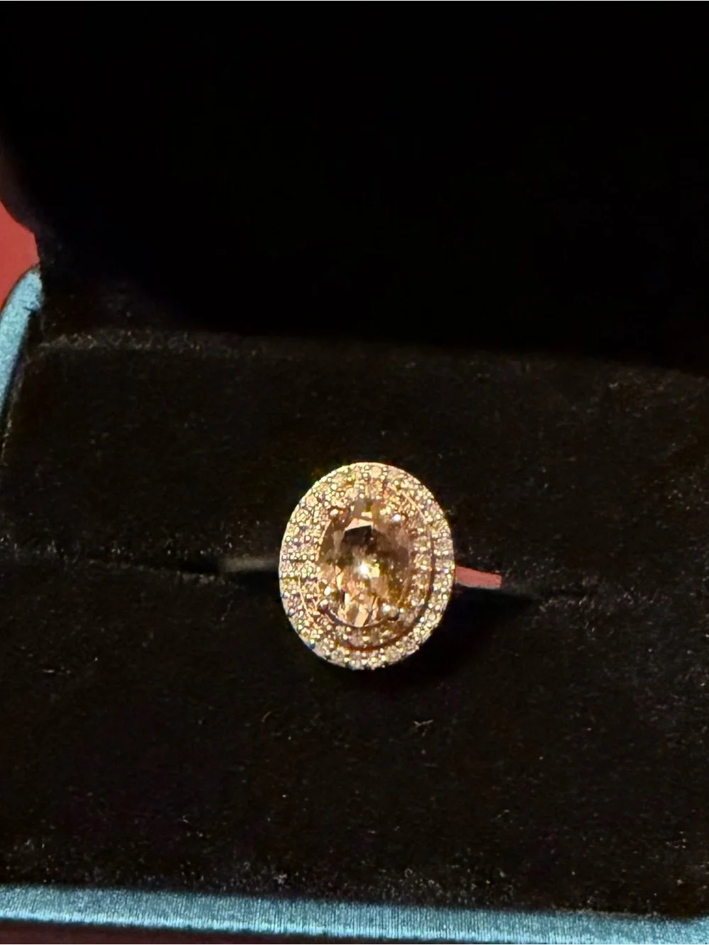 Beautiful Natural Morganite and Diamond Halo Ring 10k White Gold - Picture 6 of 8